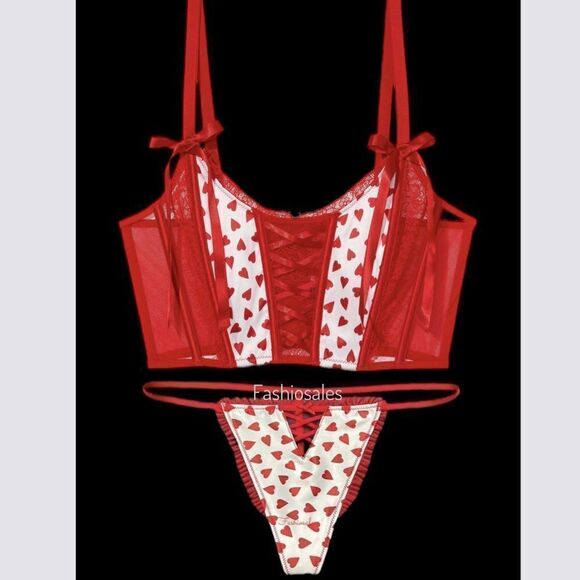 Victorias Secret Dream Angels Satin & lace Corset Bra & V String Panty Set - Picture 4 of 7